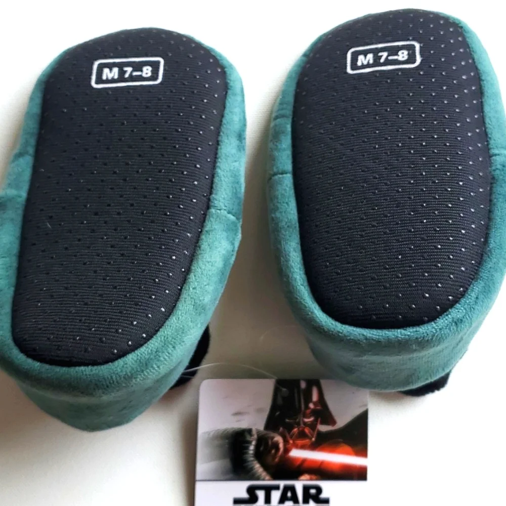 Star Wars Disney Bobba Fett Green Slippers Kids Size Medium 7-8